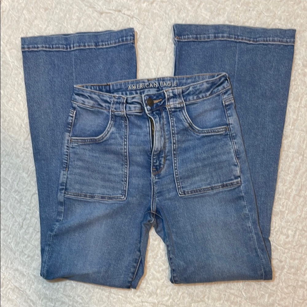 American Eagle Next Level Stretch Super Hi Rise Flare sz 8 reg
